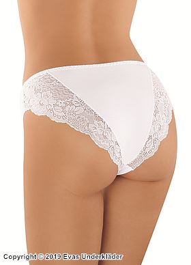 Beautiful briefs, lace inlays, plain front, flowers